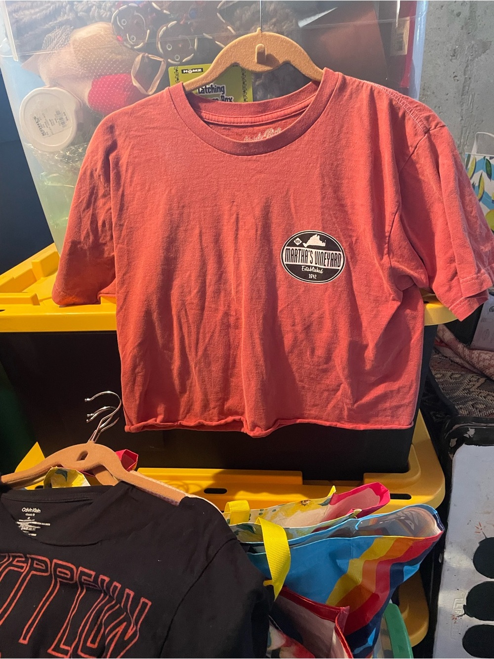 Short Sleeve Cropped Tee - Coral Red